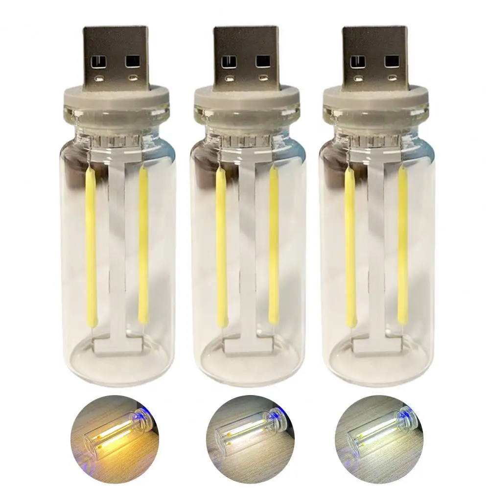 

Mini Night Light Usb Led Glass Bottle Night Light Set for Car Atmosphere Soft Glow Mini Size Lamp with Flicker-free Design Led