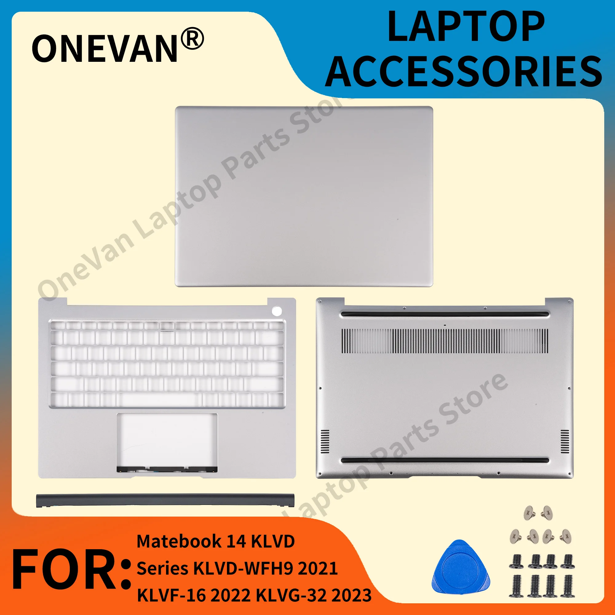 New LCD Back Cover/Palmrest/Bottom Case/Hinge Cover For HUAWEI Matebook 14 KLVD Series KLVD-WFH9 2021 KLVF-16 2022 KLVG-32 2023