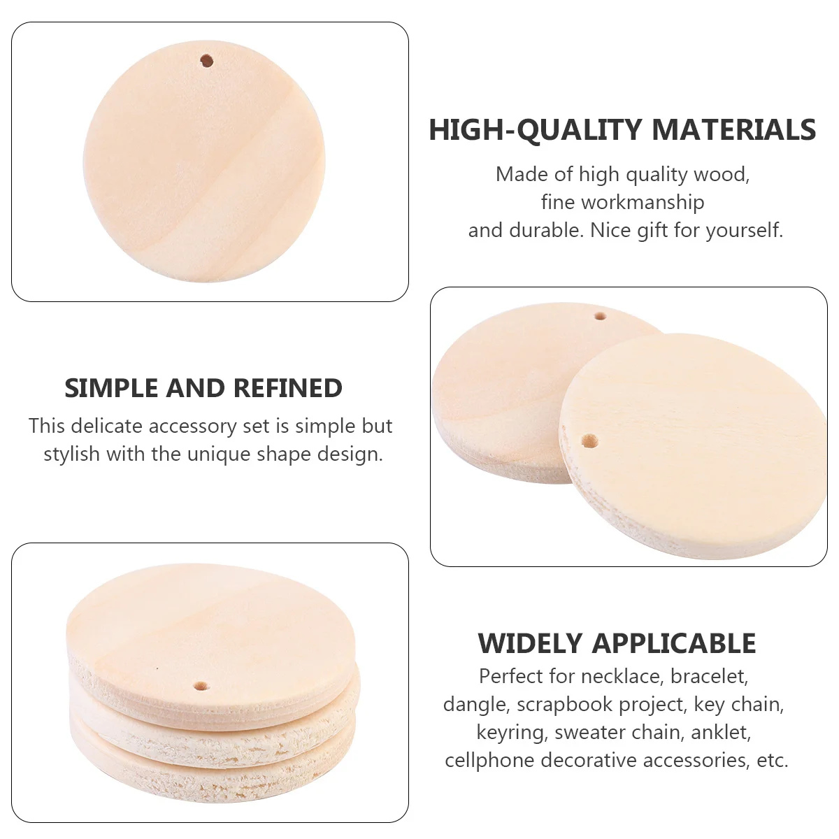 

50Pcs Round Wood Pendants Charms 35mm Unique Shape DIY Necklace Bracelet Earrings Jewelry Making Supplies Earrings for Women