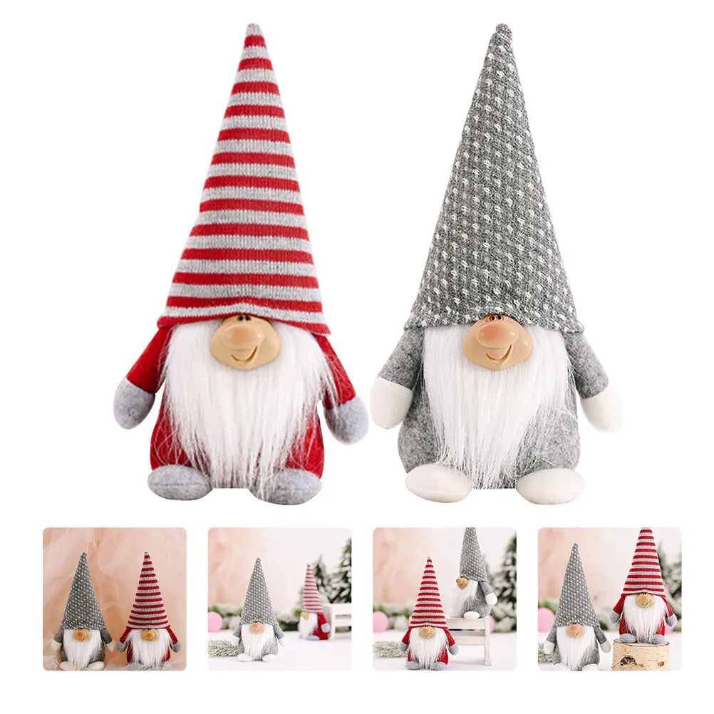 

2Pcs Smiling Gnome Decoration Premium Material Christmas Holiday Ornaments Xmas Shelf Decor Christmas Party Supplies