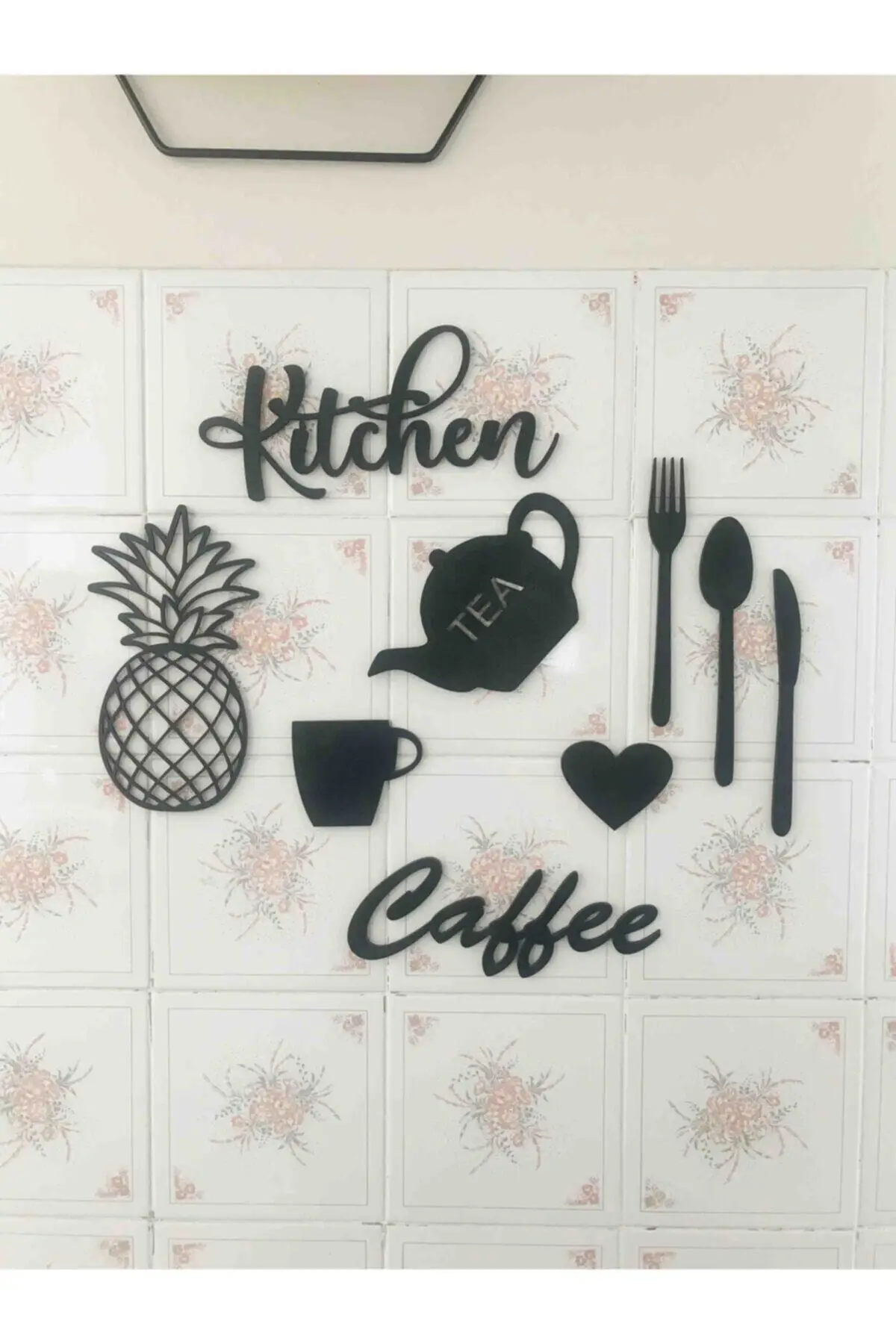 مطبخ 9 قطعة مطبخ خشب منقوش بتقنية الليزر الجدار الديكور المنتج