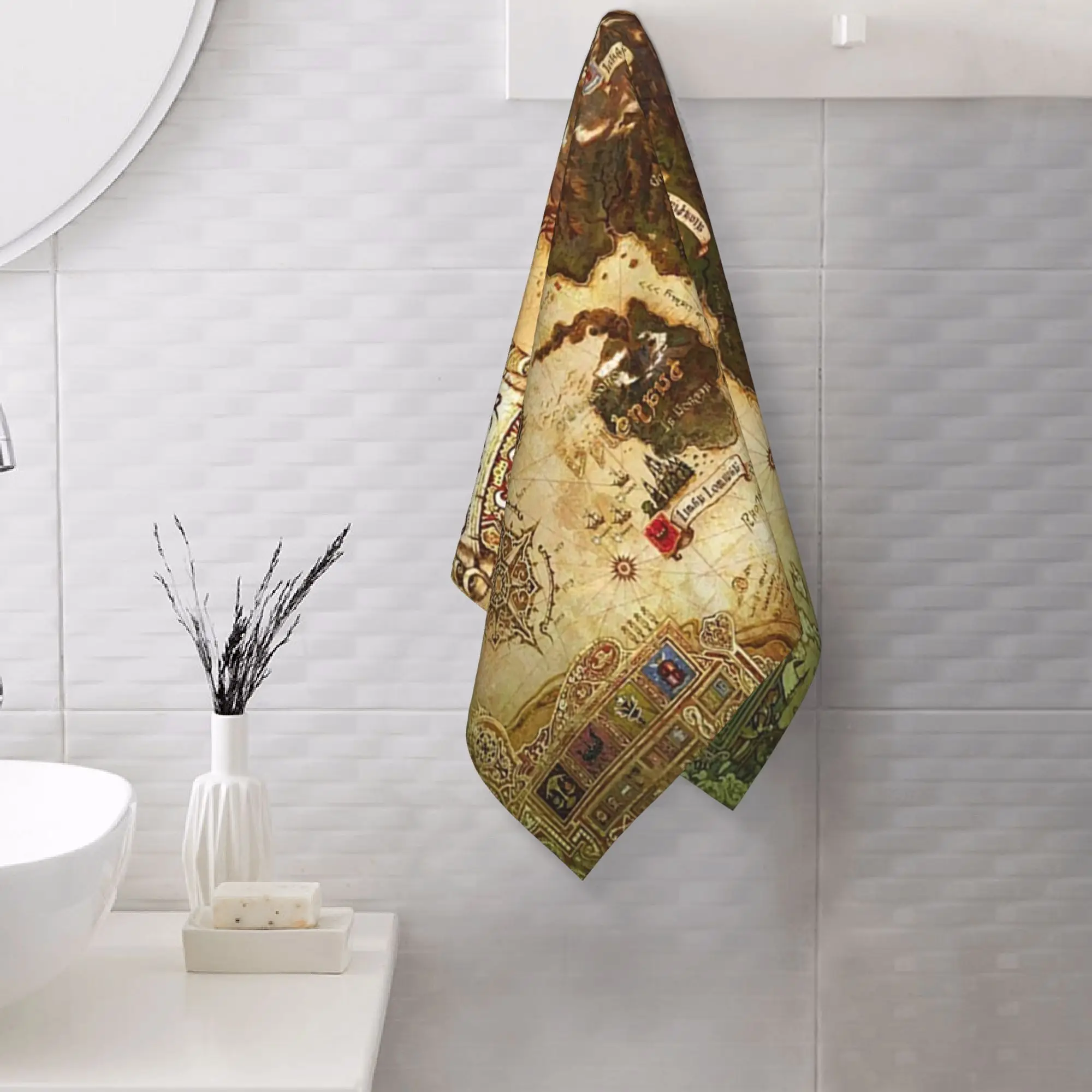 Custom Eorzea Ffxiv Map Soft Face Towel Quick Dry Pool Bath Cotton Towels Breathable