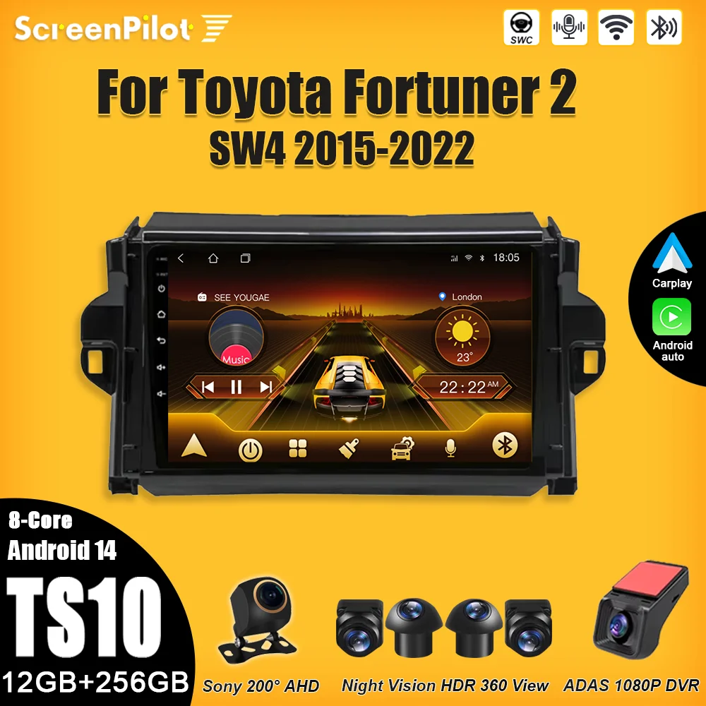 

Android 14 For Toyota Fortuner 2 SW4 2015-2022 Car Android Stereo Multimedia Player WIFI 4G GPS Navigation Intelligent System