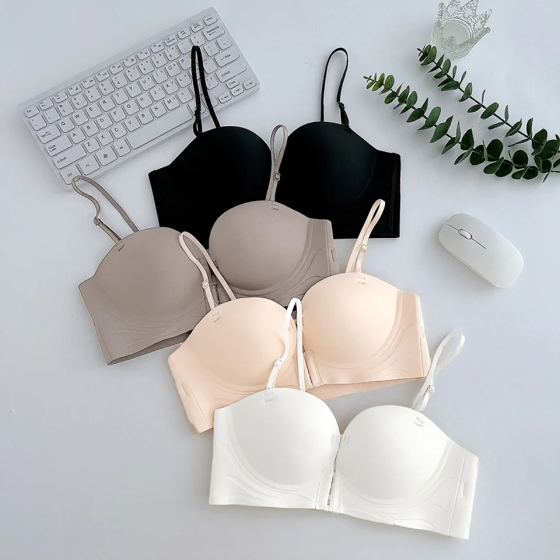 Finetoo Neue Damen-Unterwäsche mit vorderer Schnalle, praktisch, Anti-Durchhängen, ohne Schultergurt, BHs ohne Stahlring, nahtlos