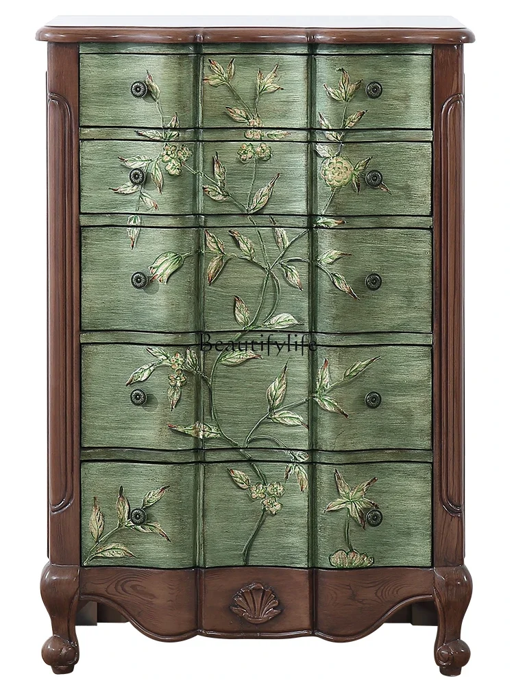 FGAmerican retro foyer storage cabinet living room corridor painted decorative drawer cabinet
