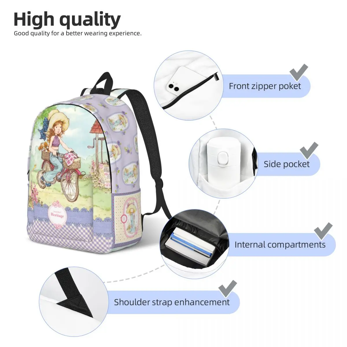 المرأة Teenage الطالب البلد الحياة على ظهره ، كلية Daypack ، كلية حقائب قماش ، خفيفة الوزن ، الكرتون ، كلية ، فتاة