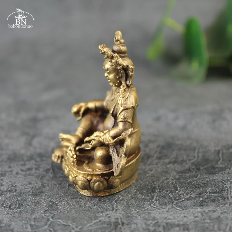 Antique Copper God of Wealth Buddha Small Statue Desktop Ornaments Buddhism Religious Figurines Home Decoration For Living Rooms
