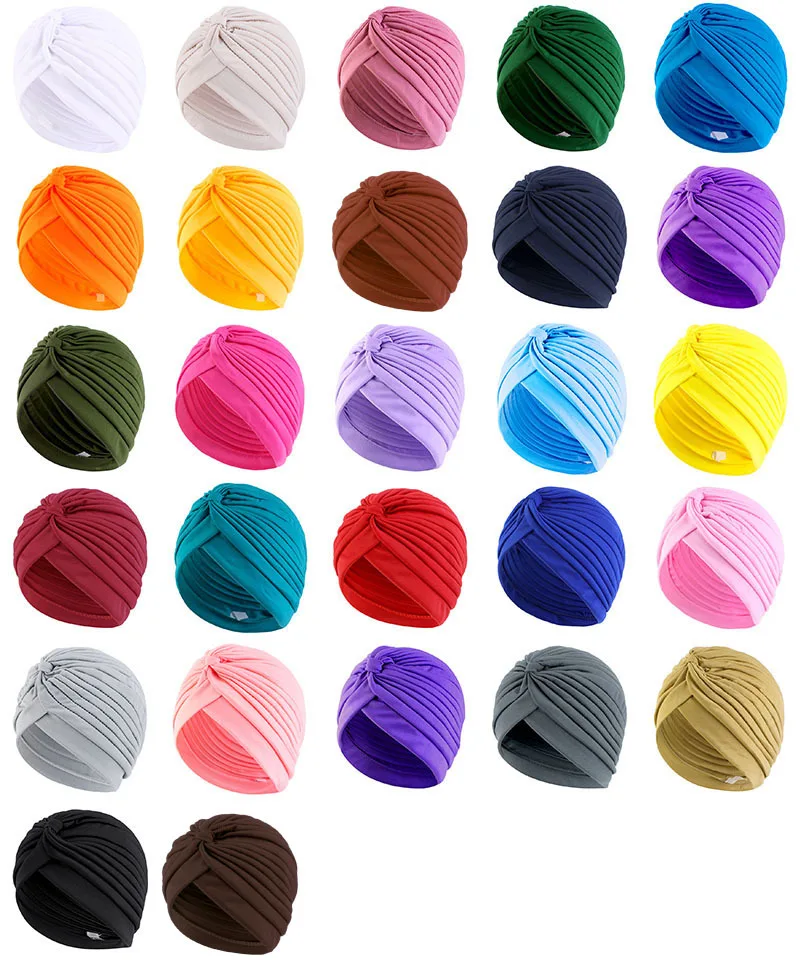 Stretchy Knot Twist Turban Bandanas Women Headscarf Bonnet Muslim Hijab Indian Hats Female Chemo Cap Adult Solid Color Head Wrap