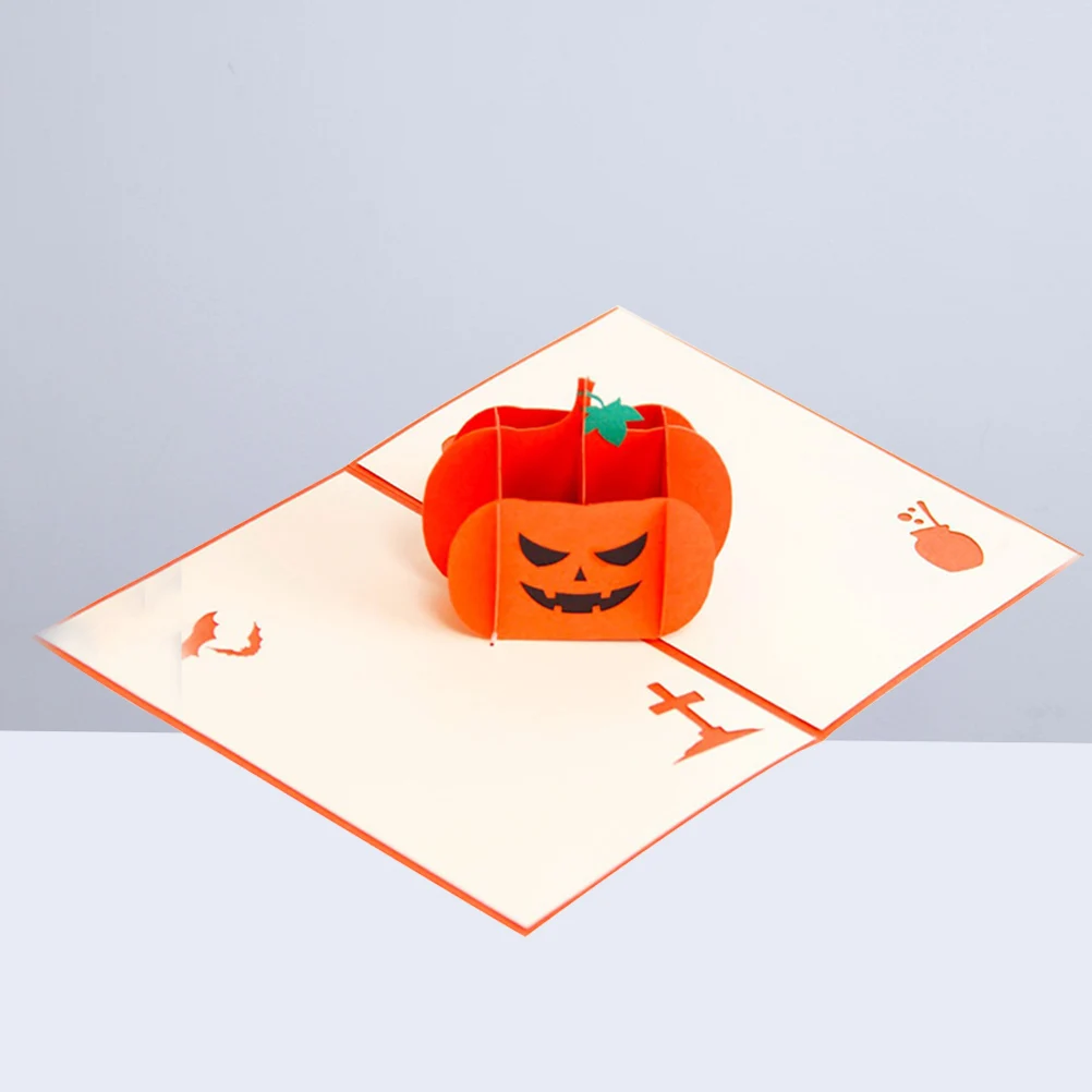 

3D Greeting Pop-up Birthday Pumpkin Halloween Kids Orange Gift 3D Greeting Cards Invitations Matte Paper Creative Design