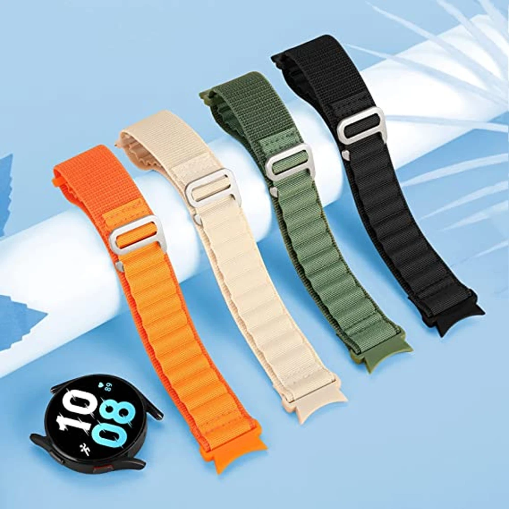 Ремешок нейлоновый для Samsung Galaxy watch 4/5/6/7/Pro/classic, браслет без зазора, петля альпийская петля 44 мм 40 мм, браслет для Galaxy watch 7