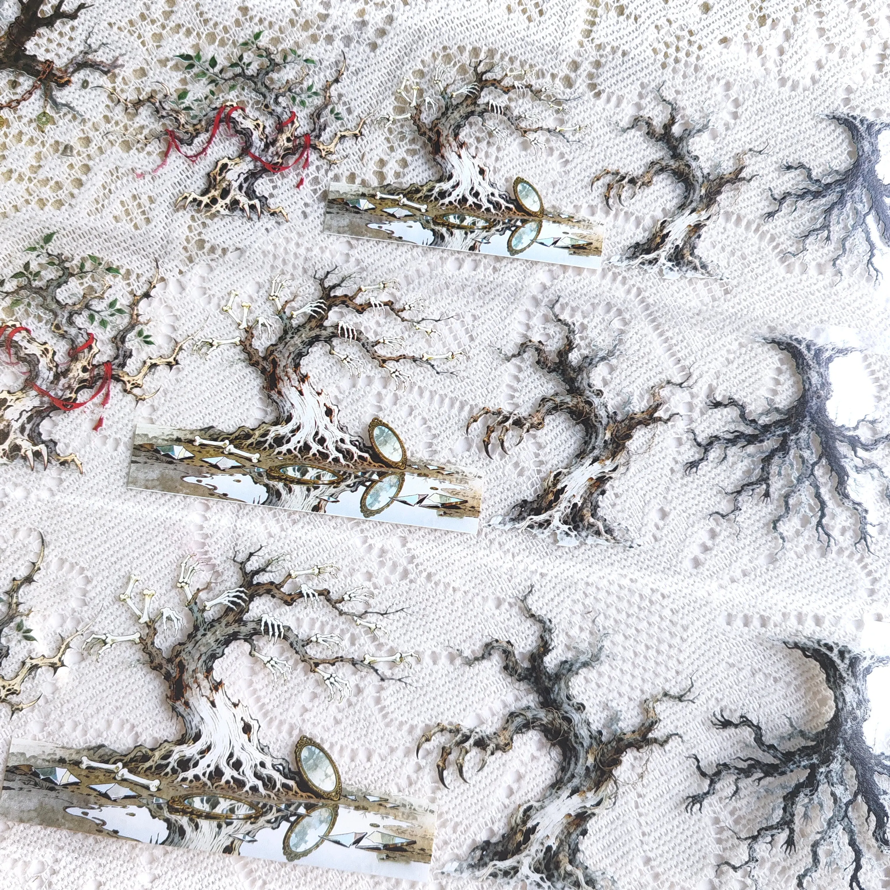 Pet Tape Journal Chinese Style Horror Little Ghost Evil Tree Binding Dark Collage Decoration Card Landscaping