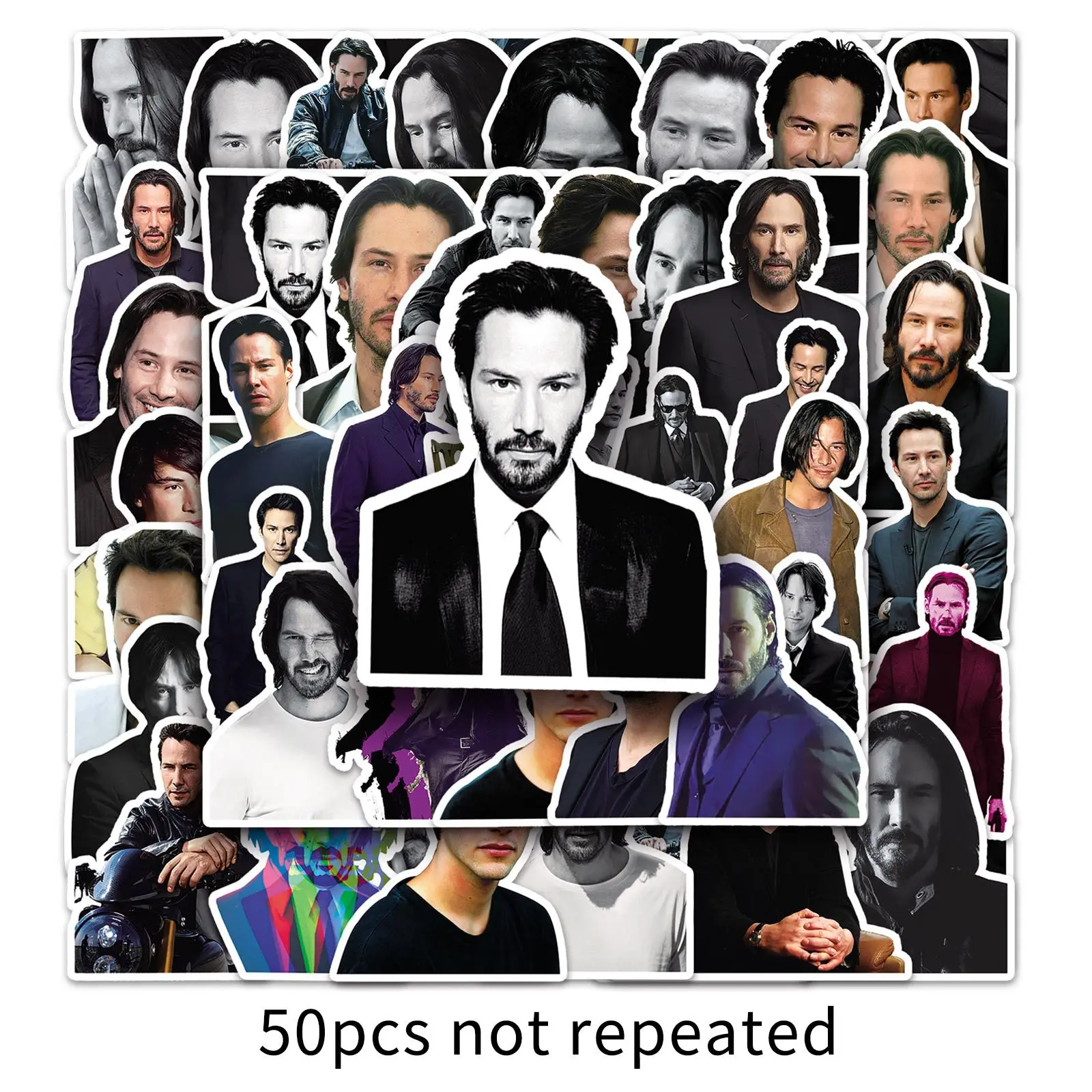 Autocollant mural motif star Keanu Reeves, 10/30/50 pièces, stickers, acteur de film, rick, pour ordinateur portable, téléphone, bagages, décalcomanies, jouets