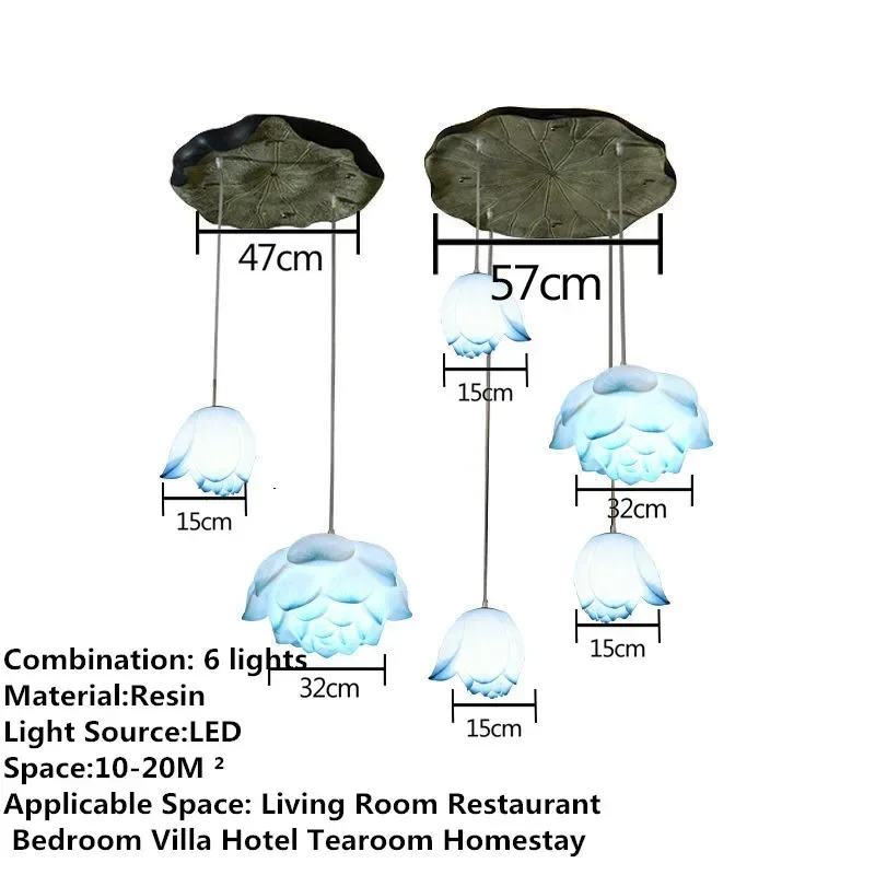 Lámpara colgante de loto contemporánea SEAN, creatividad Retro, sala de estar, restaurante, dormitorio, Villa, Hotel, escalera, candelabro de salón de té