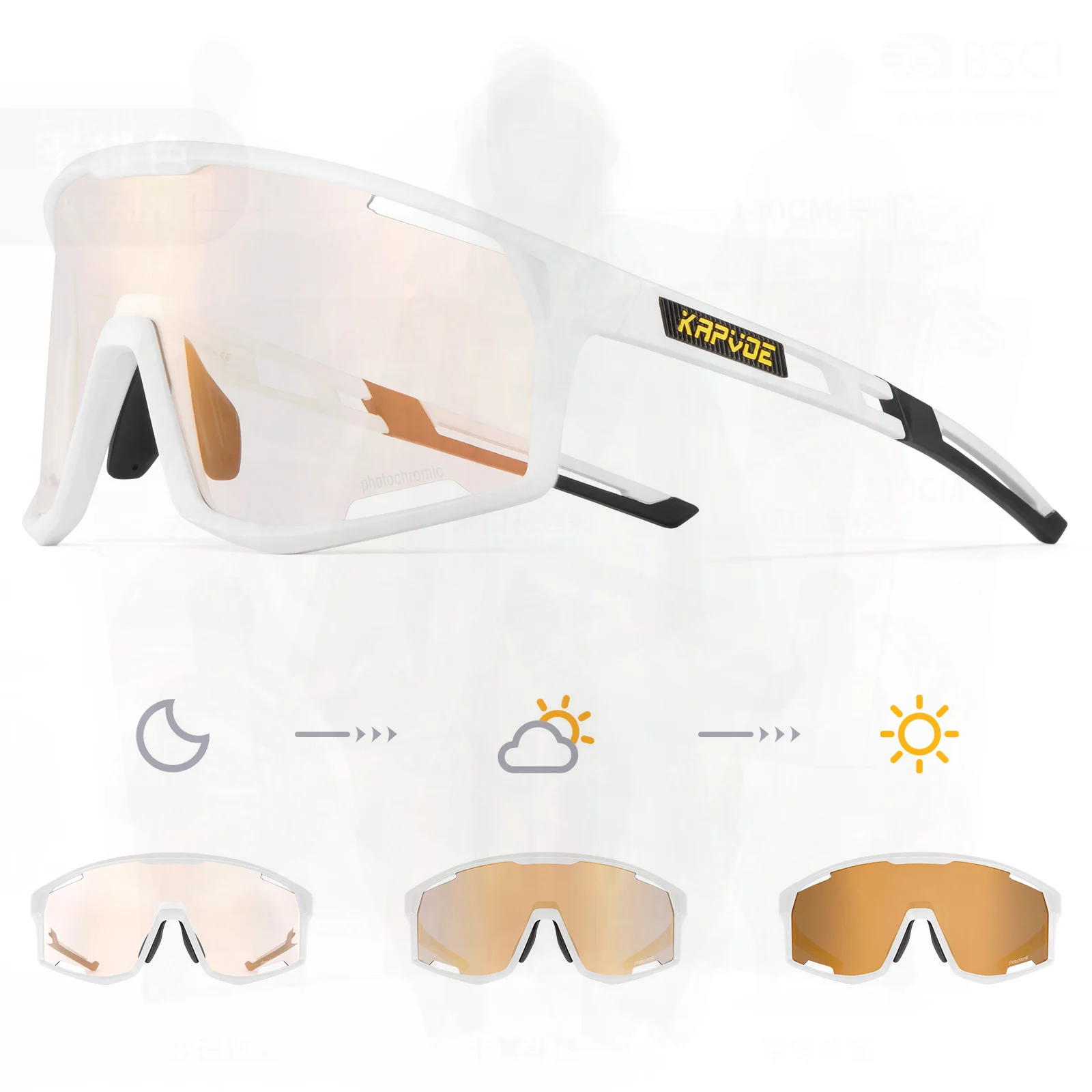 

Kapvoe Mount Everest Photochromic Unisex Mountain Bike Cycling Glasses Windproof TR90 Sports Personality Trendy Avant-garde