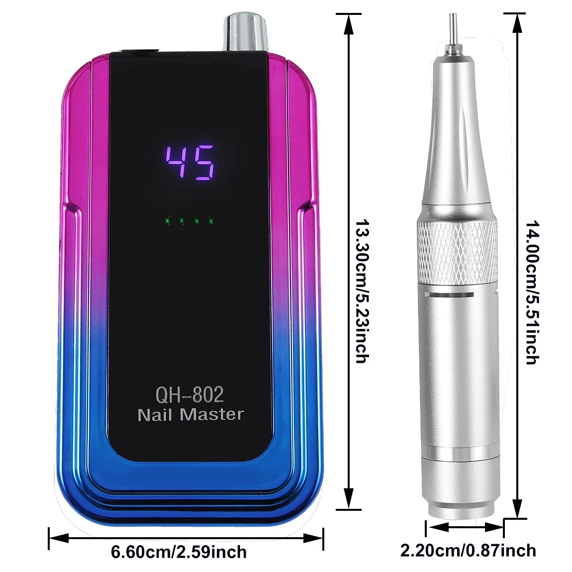45000 RPM elektrische nagelboormachine LED-display oplaadbare nagelschuurmachine voor gelnagelpolijsten thuis salon manicure gereedschap