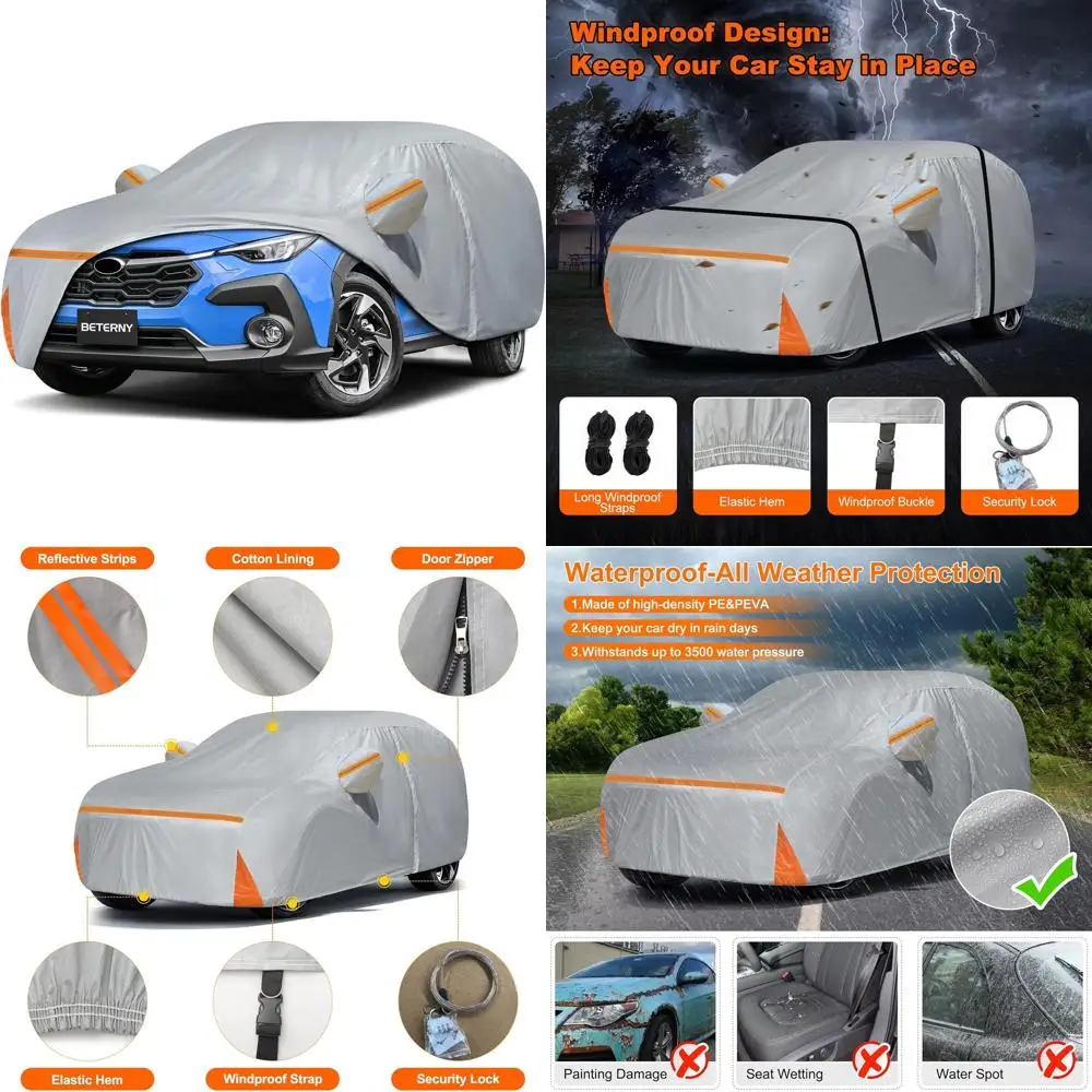 

Custom-fit Waterproof Car Cover for 2014-2025 Crosstrek, All-Weather Protection with Door Zipper and Cotton Lining - Gray