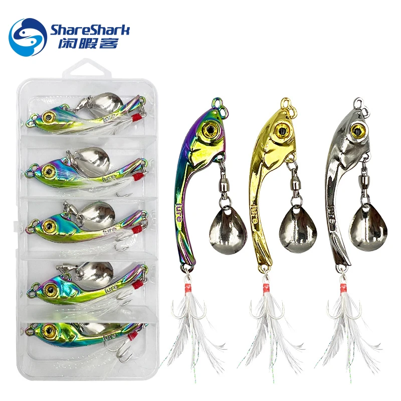 5pcs מתפרצים מפתה מתכת vib דיג לפתות טרולים כף מסתובבת פיתיון קשה squin pesca