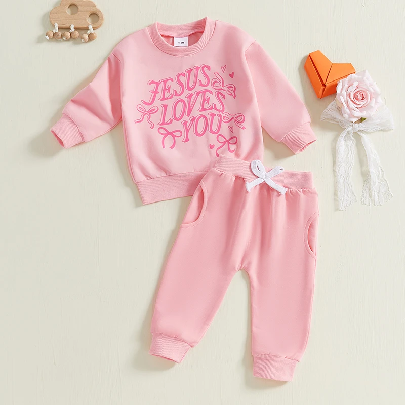 Sweat-shirt à Manches sulfet Pantalon artificiel astique pour Bébé Fille, Tenues d'Automne avec Lettres Imprimées et Nministériels d, Vêtements Mignons 2 Pièces