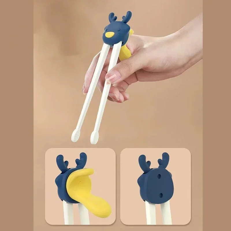 Cute Cartoon Deer Children Chopsticks Anti-slip Food Grade Baby Practice Helper Children Tableware Eating Training Tools