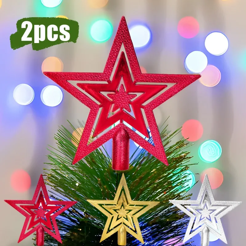 Five Pointed Star Christmas Tree Top Decoration Electroplating Star Accessories Holiday Atmosphere Ornament Christmas Tree Hat