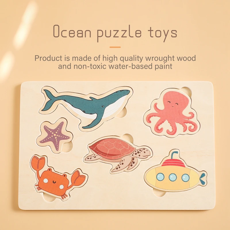 Jigsaw Puzzle Set  Wooden Jigsaw Baby Toys  Animal And Vegetable Puzzle  Baby Cognitive Jigsaw Puzzle  Color  Recognition  Toys