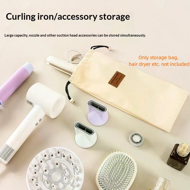 

Hair Dryer Diffuser Cover With Drawstring Closure - Flocking Hair Dryer Bag Storage Belt Mouth Dust Bag For Hairdryer Accessory