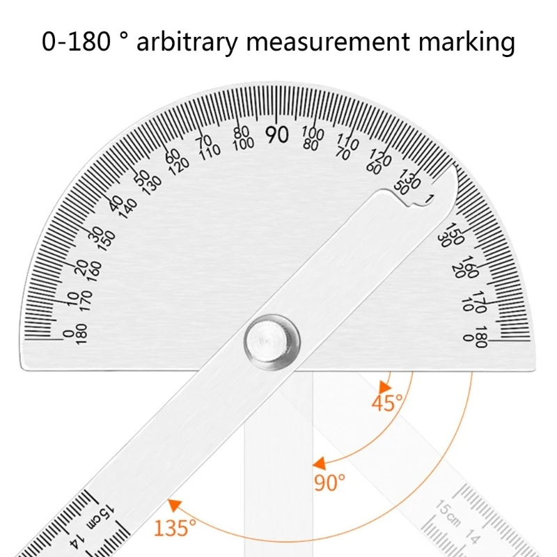 Woodworking Stainless Steel Angles Measuring Device Angles Gauges 0-180 Degree Ranges Engraved Scale Perfect for DIY Project