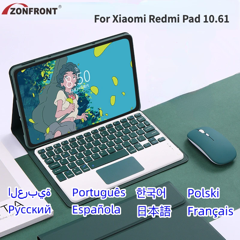 For Xiaomi Redmi Pad 2022 Case Wireless Bluetooth Keyboard Mouse Spanish Portuguese Korean French Keyboard Stand Magnetic Funda