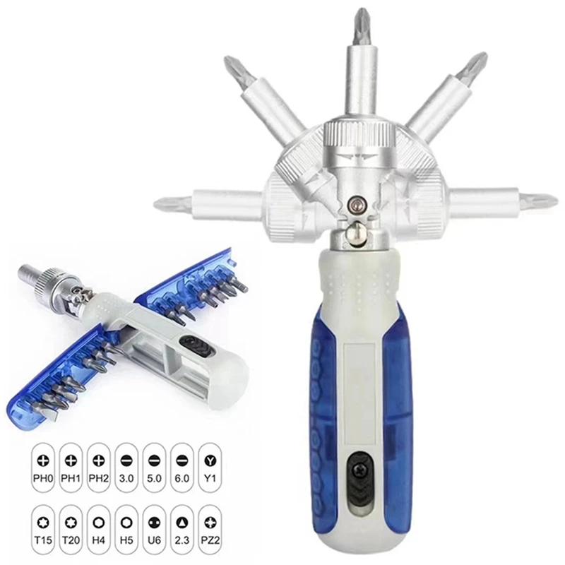 TOP Ratchet Screwdriver 14 In 1 Multifunctional Adjustable Angle Drill Professional Repair Tool Set
