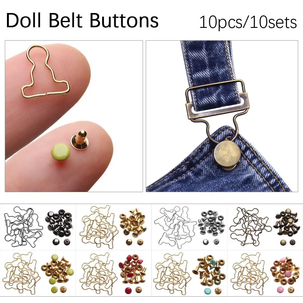 10Pcs/4Sets/10Sets Metal Dolls Buckles Hot Sale Ultra-small Belt Buttons Trousers Clothes Sewing Accessory