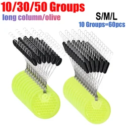 10-50 Groups Space Beans Rubber Carp Fishing Equipment Black Rubber Oval Stopper Fishing Float Fishing Bobber Float Line Stops