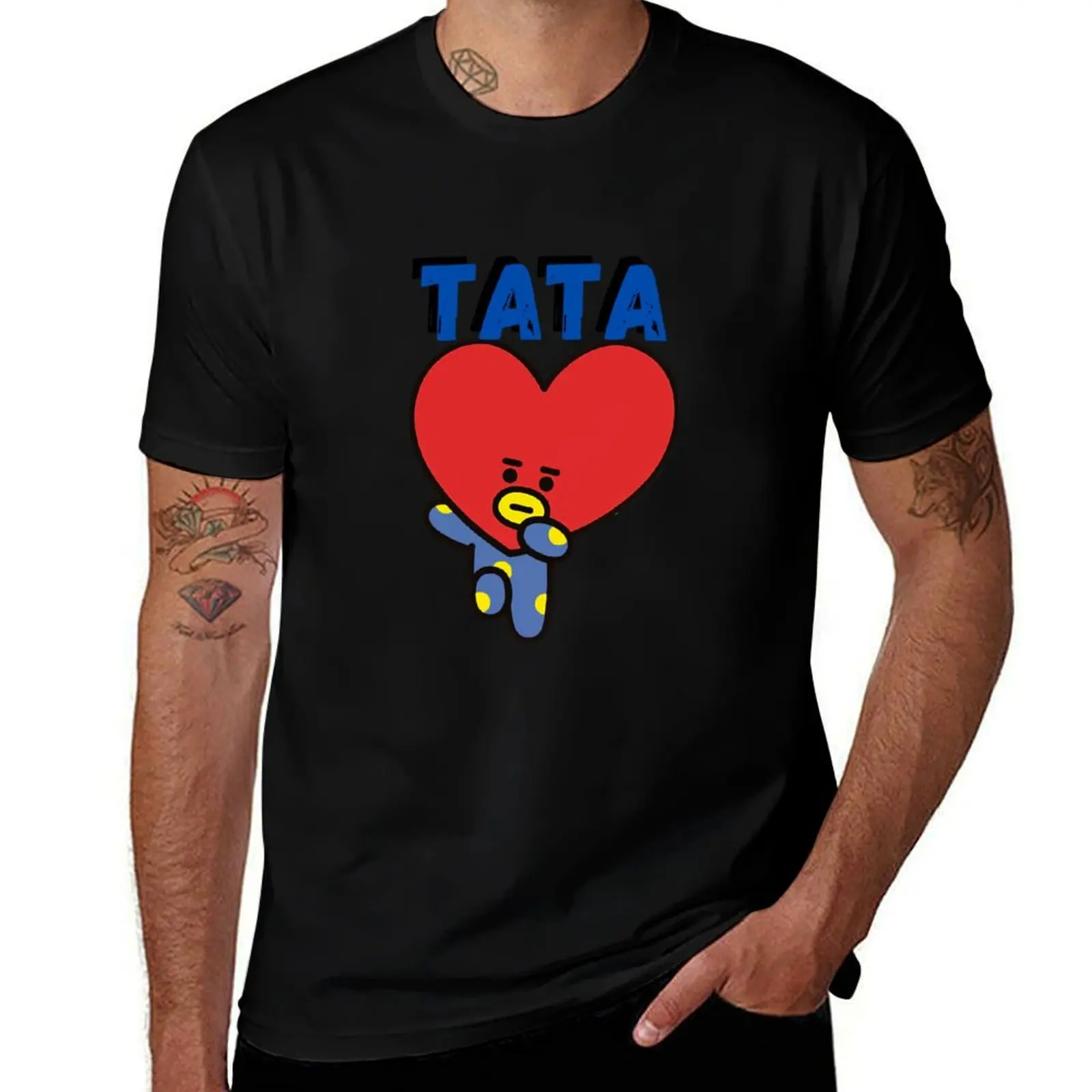 

TATA heart T-Shirt Funny t-shirts summer top oversized t shirt customs Men's t-shirts