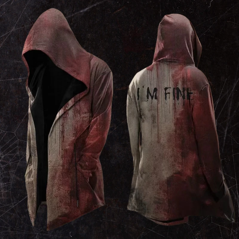 

2025 New Abstract Cosmic Retro Print Spring/Fall Men's 3D Digital Print Oversized Hooded Trench Coat Cardigan