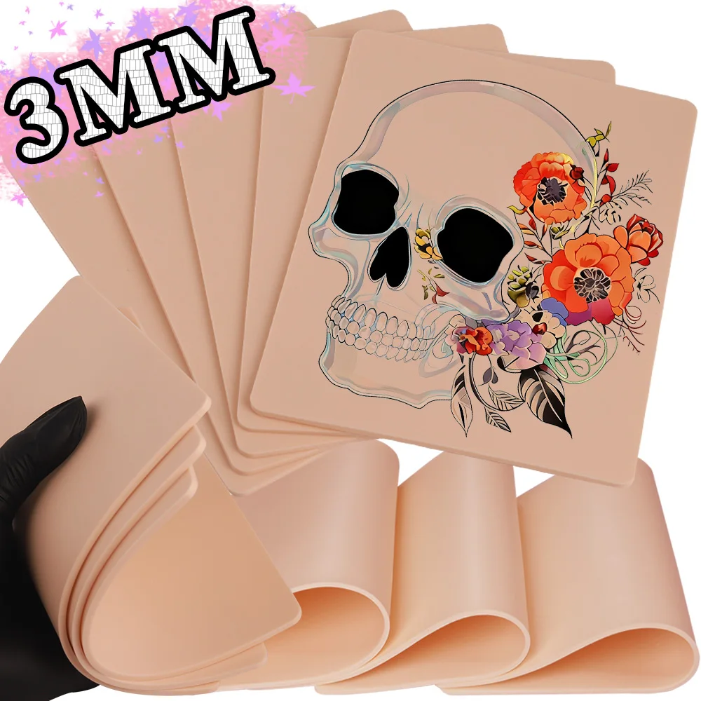 

15/10/8/5/3/1PCS 3MM Thick Tattoo Practice Skin Blank Double Sides Tattoo Fake Skin for Tattoo Beginners Training Accessories
