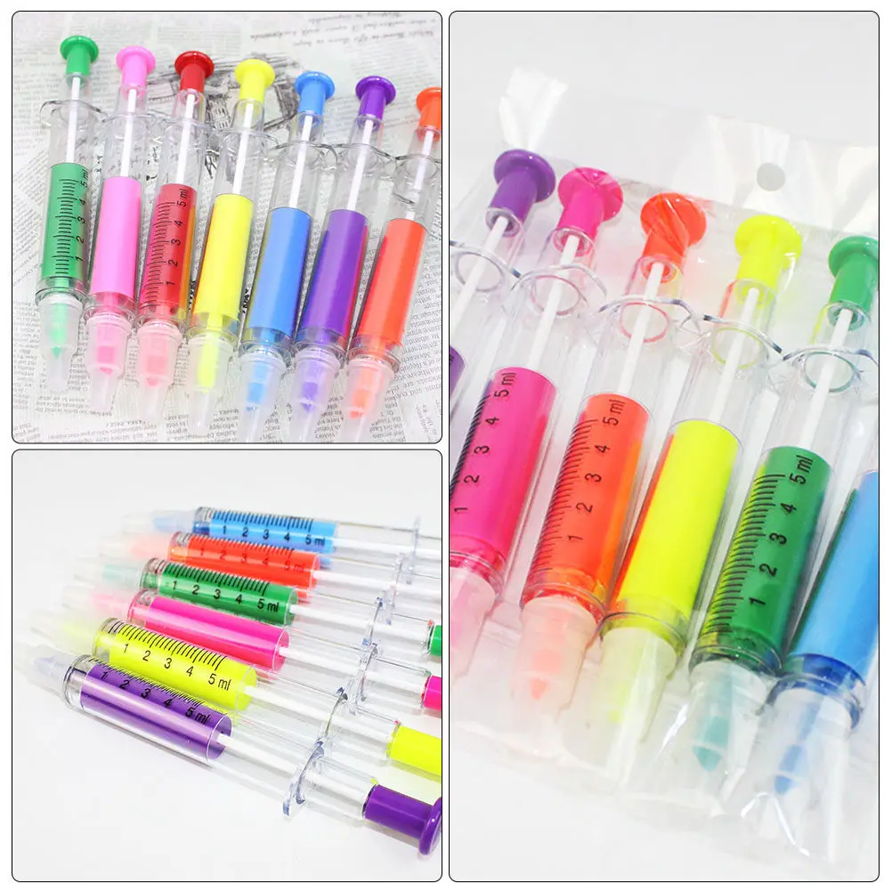 6PCS Syringe-Style Highlighters Set – Bright Colors, Fun Novelty Design for Students & School Stationery
