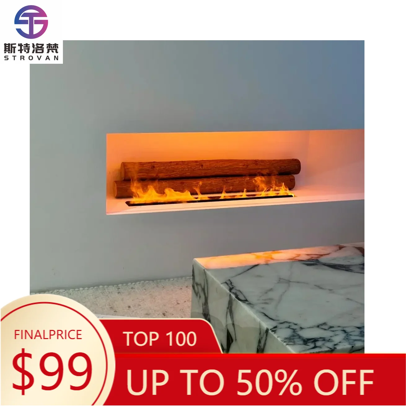 

ZXHK 1000mm APP Smart Control 3D Fireplace Electric Multi Color Atomized Flame Remote Water Vapor 3D Fireplace