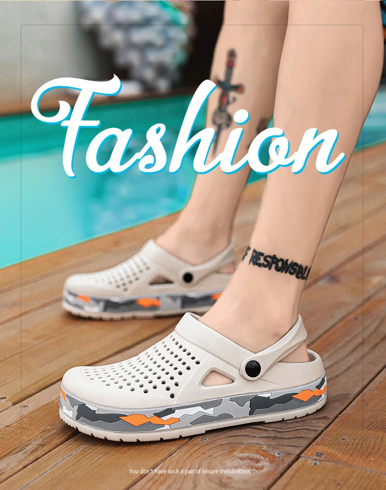 Herren-Slipper für den Sommer, Atmungsaktive Outdoor-Sandalen, Kühlende Outdoor-Fußbekleidung, Rutschfeste Strand-Slipper, Straight Drag – Detail 2