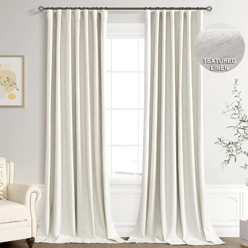 100% Blackout Curtains 120 Inches Extra Long, Belt/Clip Rings,Floor to Ceiling Darkening Drapes 10 FT 2 Pieces,52 x 120