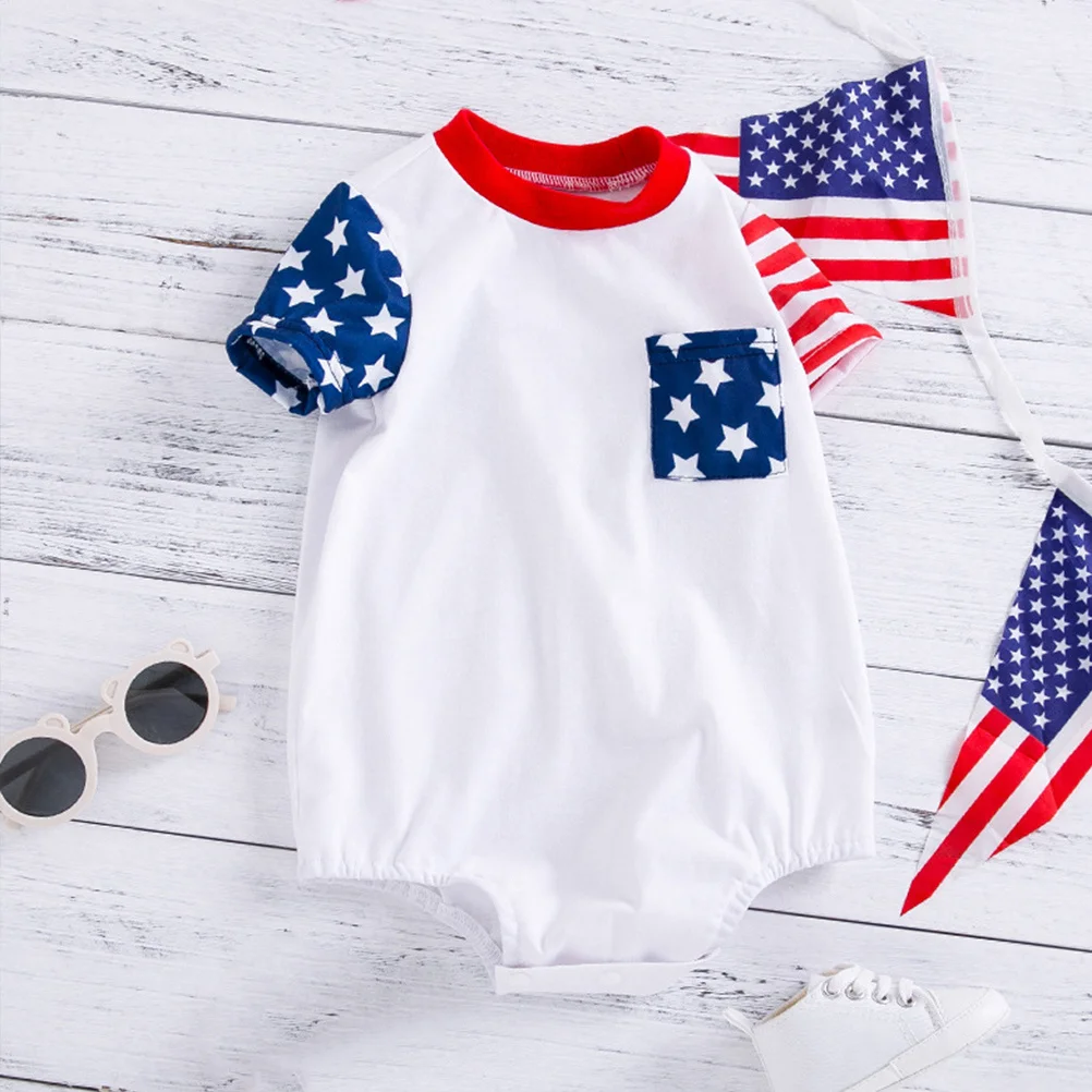 Barboteuse à manches courtes pour nouveau-né, motif du jour de l'indépendance, tenue pour bébé garçon et fille, vêtements pour nourrissons, usage quotidien, accessoires de photographie