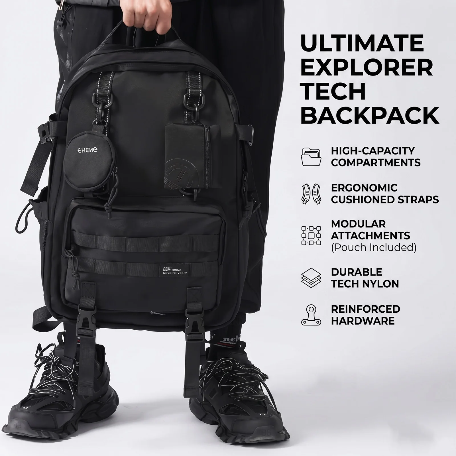 Men's Waterproof Laptop Backpack for Outdoor Travel,Sports and College Students,Functional Wear-Resistant School Bag