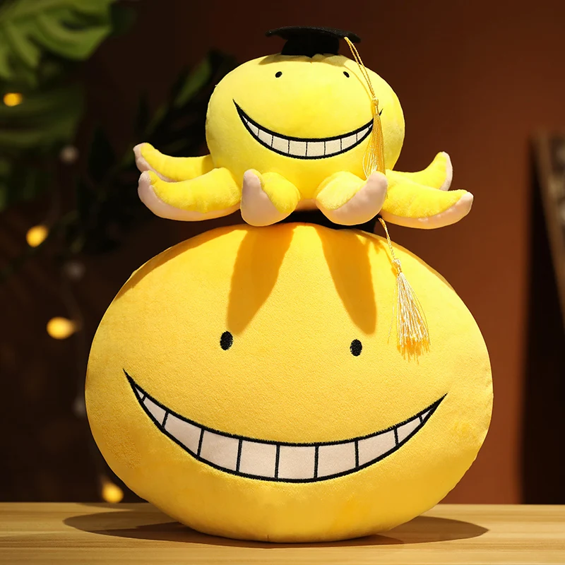 Cute Korosensei Doll Japanese Anime Stuffed Yellow Octopus Plush Toy Assassination Classroom Plushie Decorative Pillow For Sofa