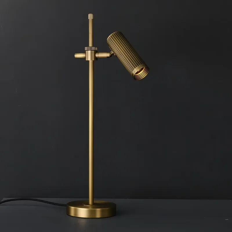 Vintage Bronze Metal Desk Lamp Adjustable Ultra Thin Bedside Reading Light for Bedroom Study Hotel Office Home Decor