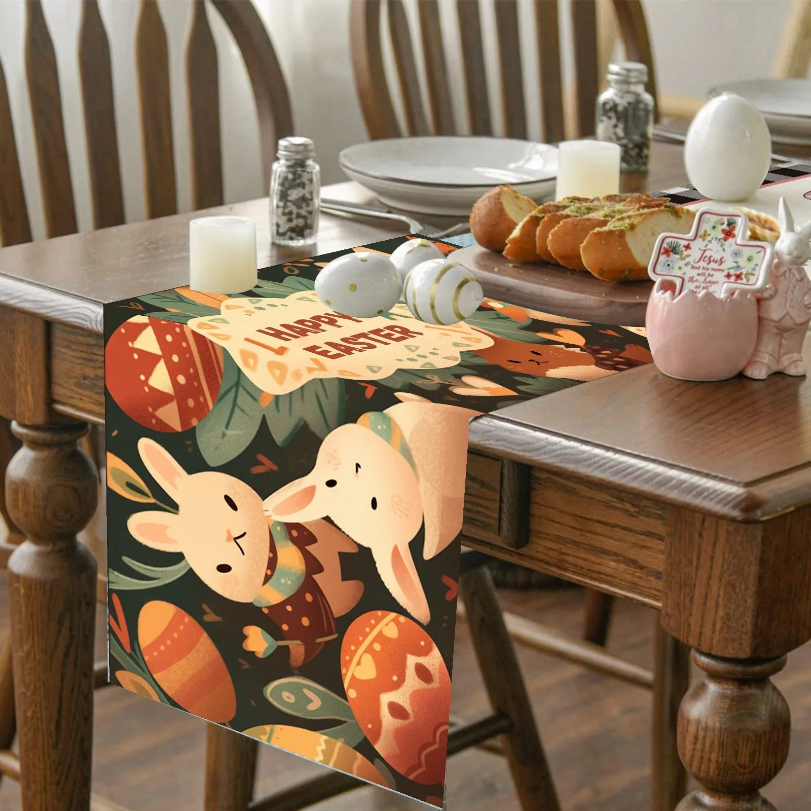 Easter Table Flag Bunny Egg Table Decoration Tablecloth Household Insulated Table Mat Easter Fall Decorations Table Centerpiece