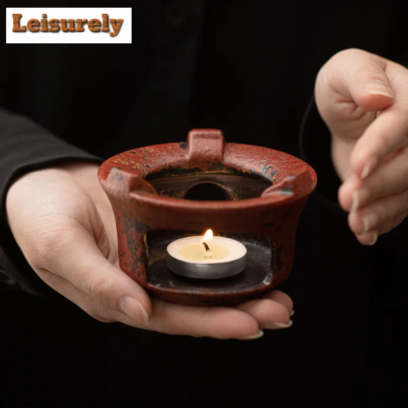 

Old Rock Clay Mountain Red Tea Warmer Holder Candle Heater Stove Kettle Stand Boiling Water Carbon Furnace Tableware Supplies