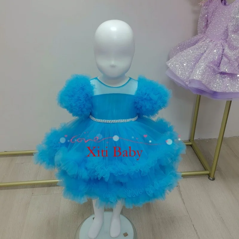 Luxury sequined tail dress Small flying sleeve tulle Beaded butterfly party dress suitable for special occasion evening