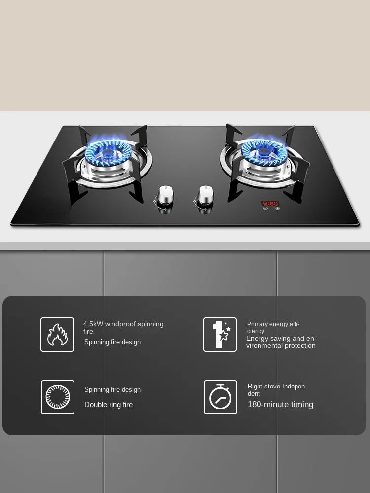 W01/ED intelligent timing gas stove double stove household desk embedded dual-purpose gas fire stove