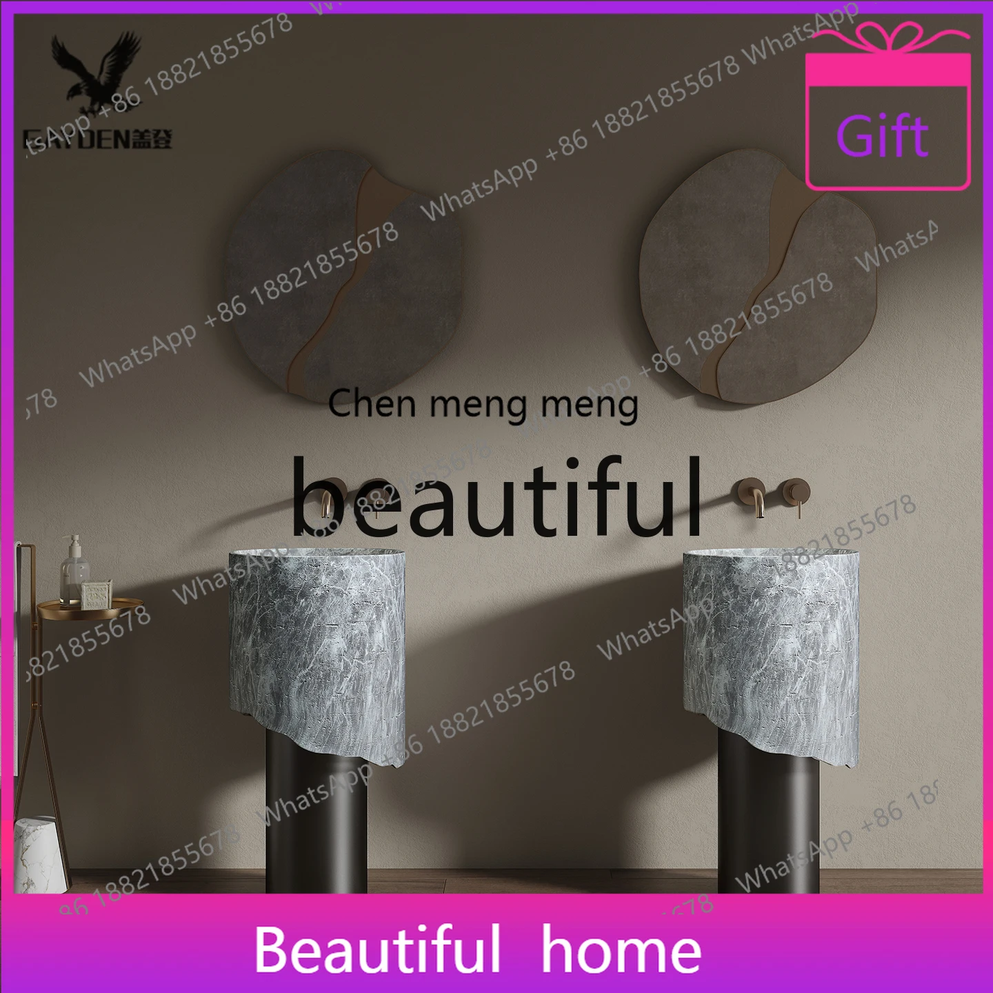 

Medieval style, round floor-to-ceiling hand-washing column basin, bathroom, toilet, hotel, bed and breakfast