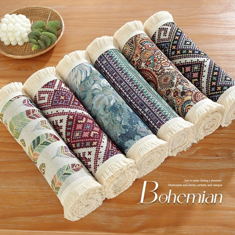 Bohemian Fringe Table Runner Striped Decorative Dining Table Cover for Kitchen Living Room TV Stand Scarf Home Decoration
