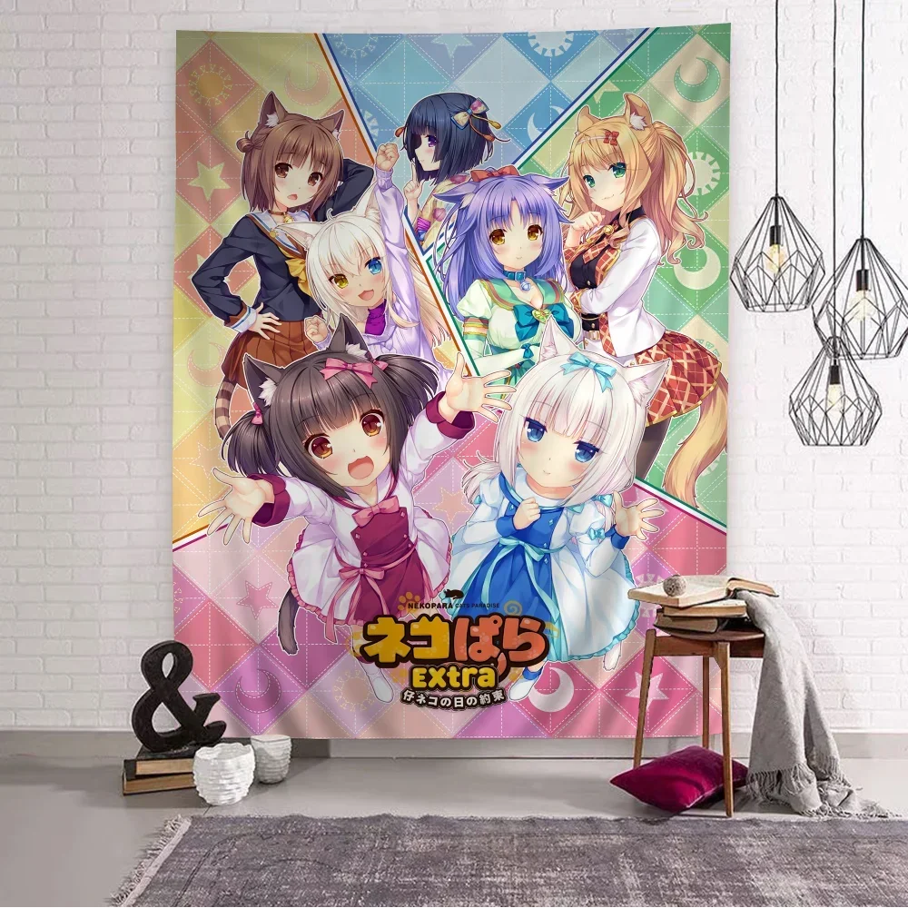 Nekopara Neko Para Chocola Vanilla Anime Chart Tapestry for Living Room Home Dorm Decor Art Home Decor