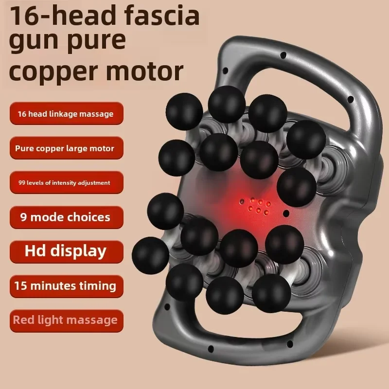 

16-Head Cordless Massage Gun-Deep Tissue Percussion Therapy for Back/Leg Muscle Relief with 9 Adjustable Speeds (Home & Gym Use)